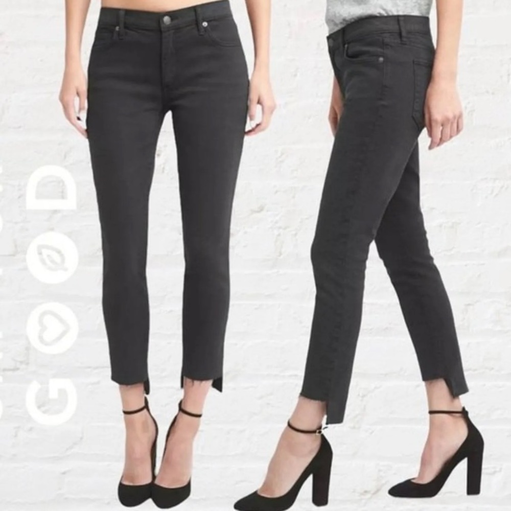 Gap 1969 True Skinny Raw Hem Black Jeans Size 29 Petite